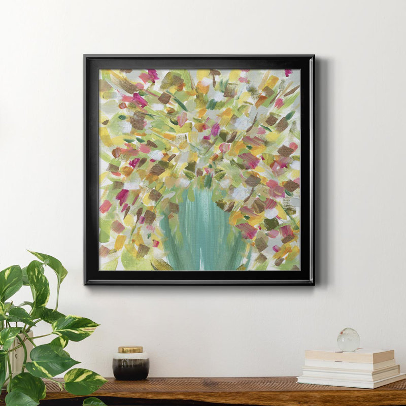 «Tropical Whimsy Arrangement», peinture sur toile encadrée, Noir, H 26,5 po x l 26,5 po x P 1,5 po