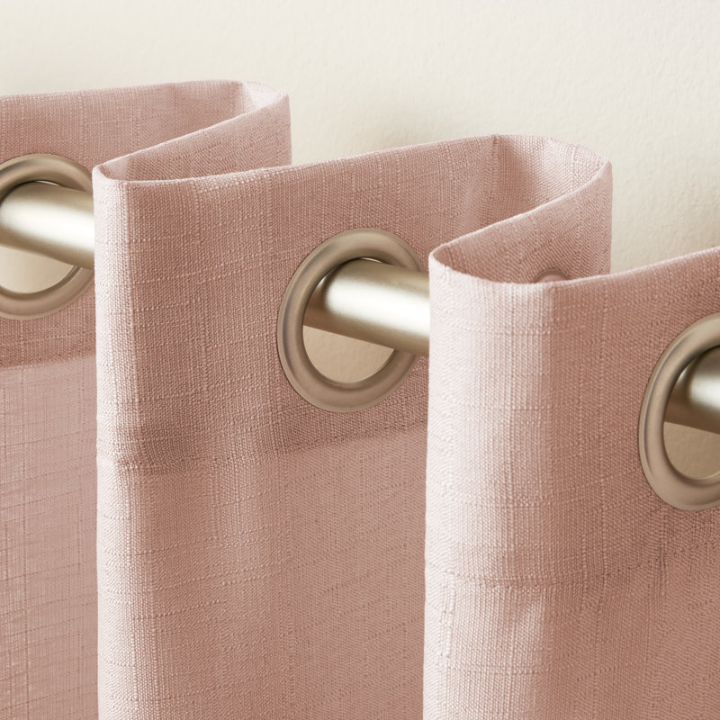 Loha GT Aaliyah Solid Color Semi-Sheer Grommet Curtain Panels, 52" W x 108" L, Blush
