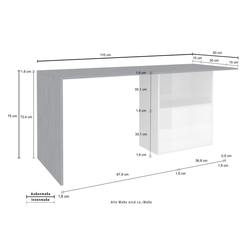 Giampaolo Writing Desk, Black/White Glossy