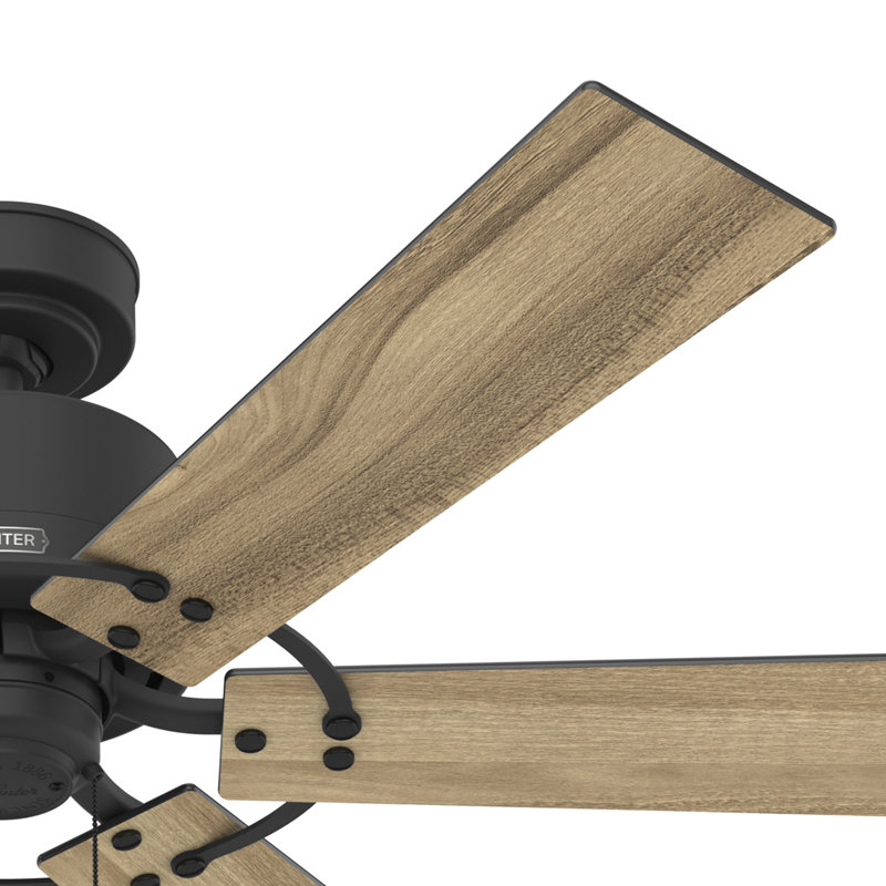 Ventilateur de plafond à 6 pales 52 po et chaîne à tirer 52 po Gilrock, Noir mat