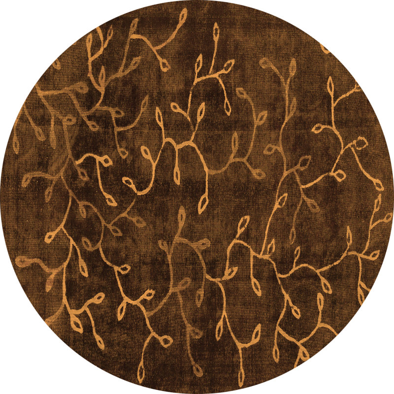 Tapis floral brun tissé à la machine Hutchings, Rond 8 pi