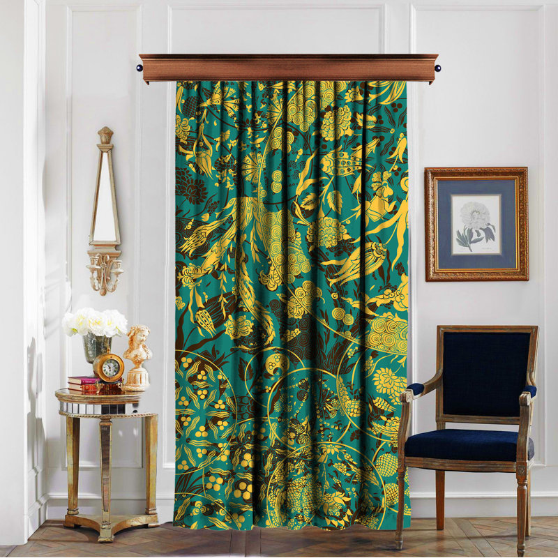 Rideau en polyester Southfield, Vert / jaune