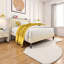 Structure de lit plateforme pleine grandeur avec tête de lit et station de charge USB - Structure en velours beige, sans bruit, aucun sommier requis, assemblage facile en 30 minutes-2054868404