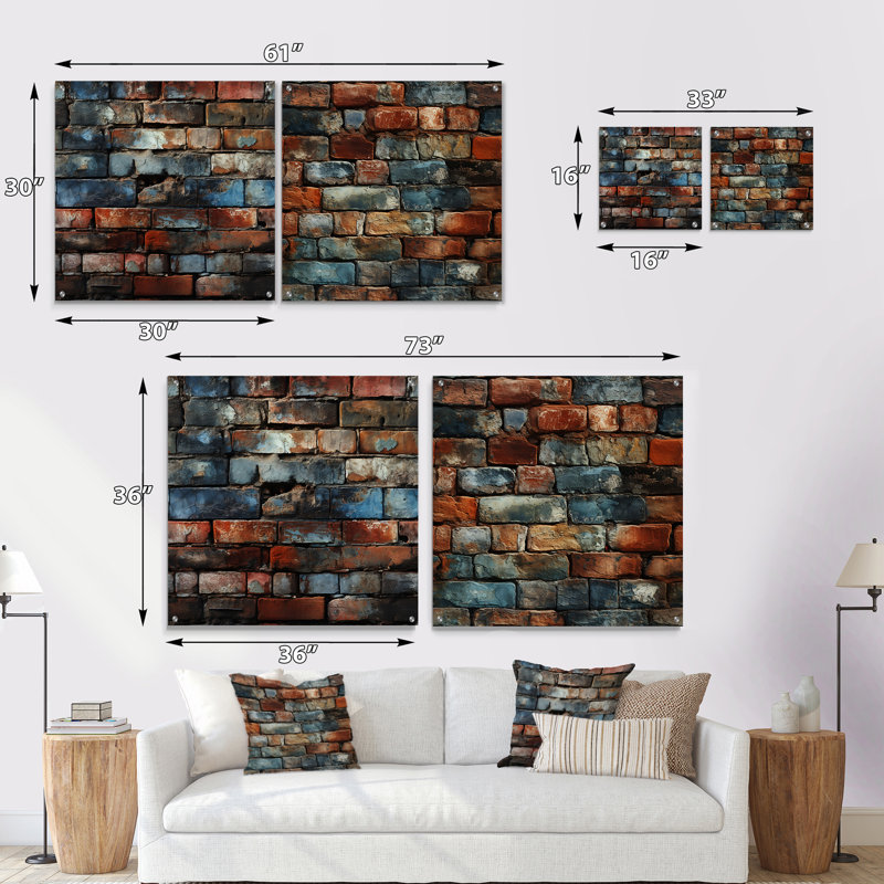 Landes - Ensemble de 2 peintures murales abstraites en acrylique, H 16 po x l 33 po