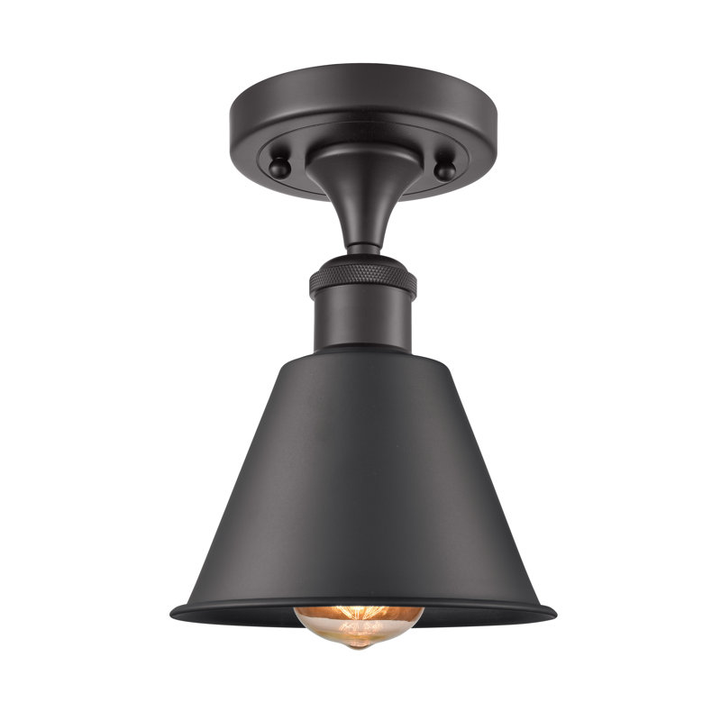 Farlane Semi Flush Mount, Matte Black, Matte Black, No Bulb Included