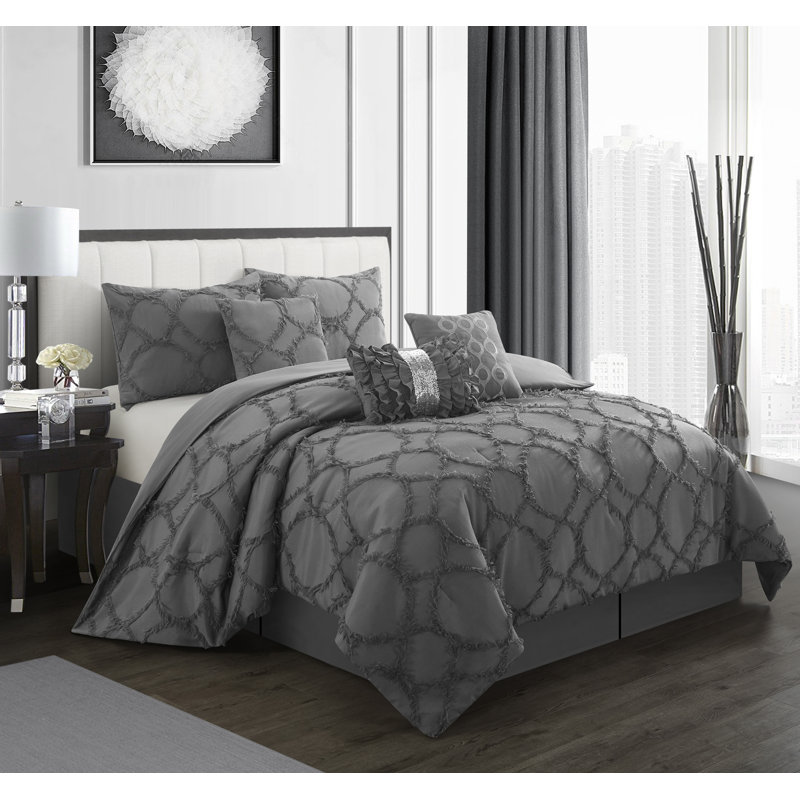 Ensemble d'édredon Akili, Blanc, Édredon de grande taille et 6 pièces supplément