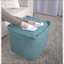 Repose-pieds pouf carré multi-usage pour salon / plancher | Bleu sarcelle | Coton