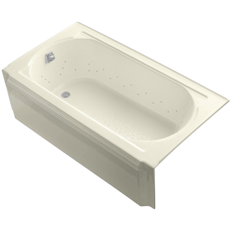 Memoirs 60" x 33.75" Whirlpool Cast Iron Bathtub with Heater, Polished Chrome, Cane Sugar