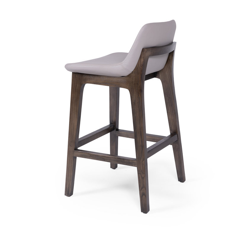 Modern Upholstered Counter Stool With Walnut Base