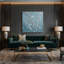 "Abstract Florals 97", art mural sur toile bleue-100149542