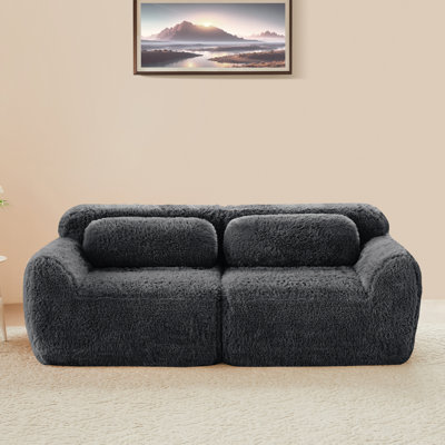 Canapés modulaires de canapé modulaires 80,4 po Boneless, tissu moelleux doux et moelleux, canapé désossé, conception ergonomique en éponge haute densité 32d, connexion à boucle libre pour la chambre à coucher, le bureau et le cinéma maison