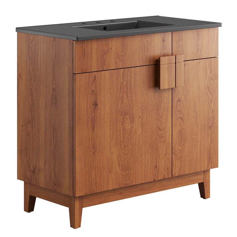 Miles 36" Black Walnut Bathroom Vanity with Ceramic Sink