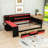 Wood Daybed with 3 Drawers, Desk, Lights, Shelves and Charging Station-1200264589-1200264584