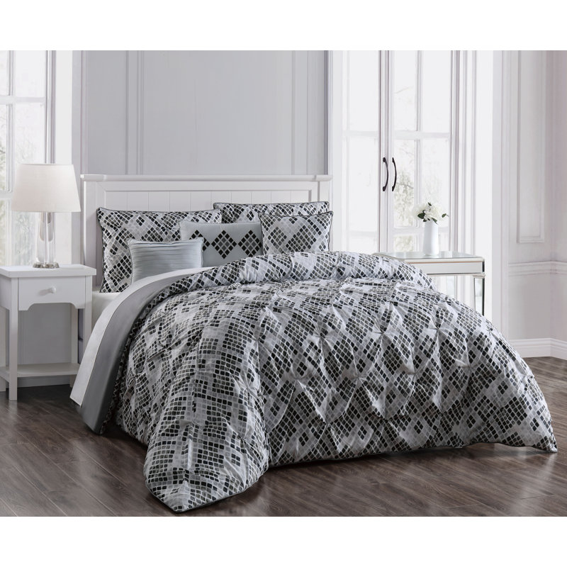 Ensemble d'édredon à plis pincés, Édredon simple + 2 pièces supplémentaires, Taupe