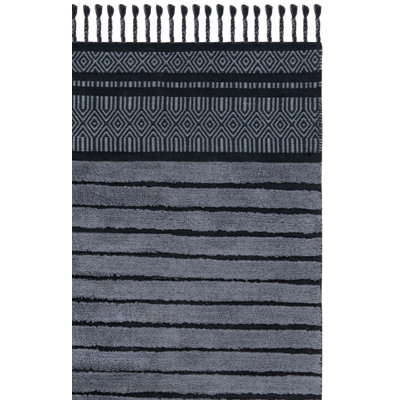 Basildene Hand Woven Cotton Pile Striped Rug