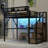 Urban Loft 94.3" W x 55.8" D x 73.4" H Full Metal Loft Bed with Integrated Desk and Wardrobe