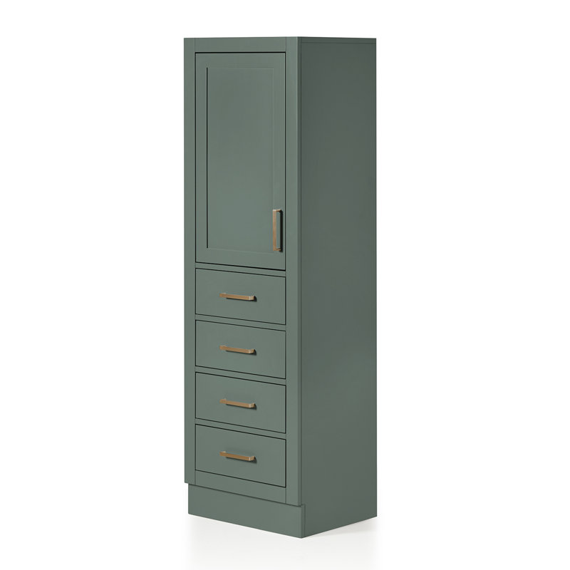 Tidworth Solid Wood Linen Cabinet, Pre-assembled, 65"H x 20"W, Vingtage Green