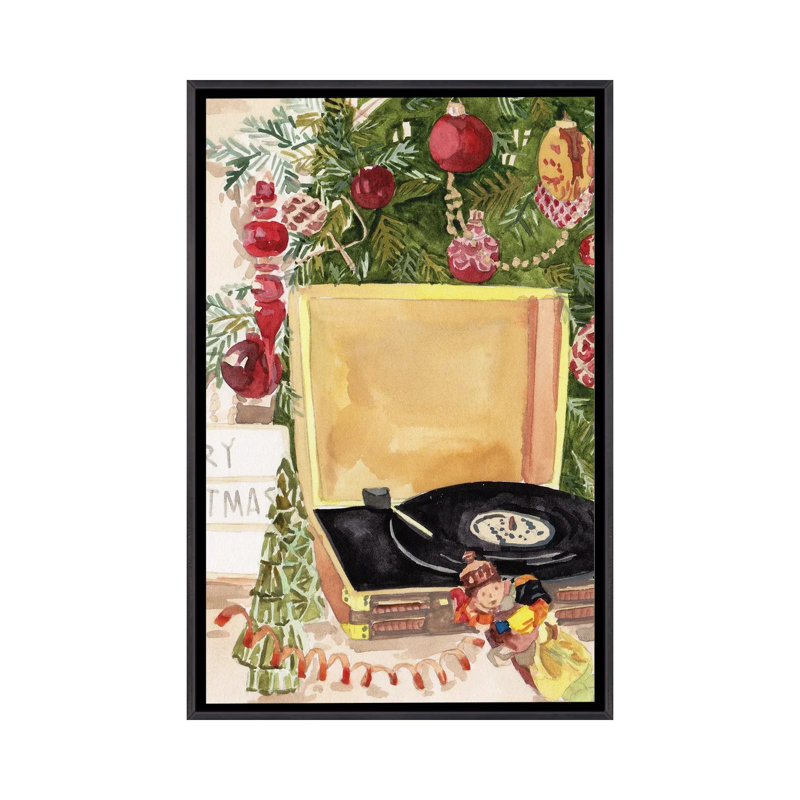 Home Sweet Christmas II - reproduction d'art murale - toile encadrée, Distressed Black, H 26 po x l 18 po