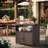 Brown Rattan Bar Table With Wheels