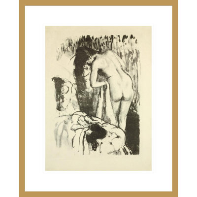 Nude Woman Standing Drying Herself by Edgar Degas -Framed Giclee Print