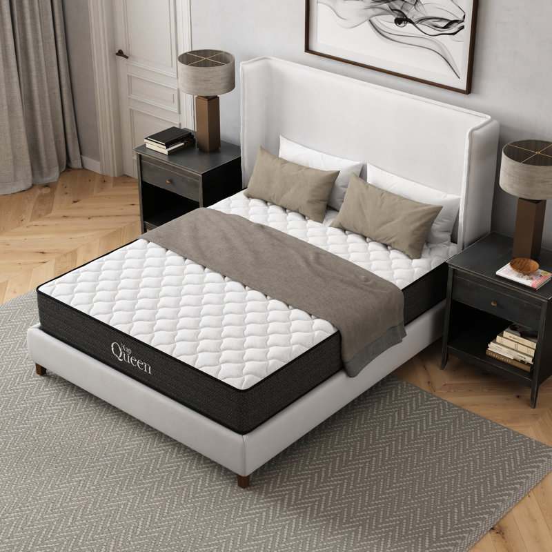 Matelas simple en gel rafraîchissant de 10 pouces, et soulagement, faible transfert de mouvement, - eau, s'adapte à la base de la base réglable, mousse à mémoire de forme grise + blanche pour le soulagement de la chambre à coucher, compatible avec la base, le matelas