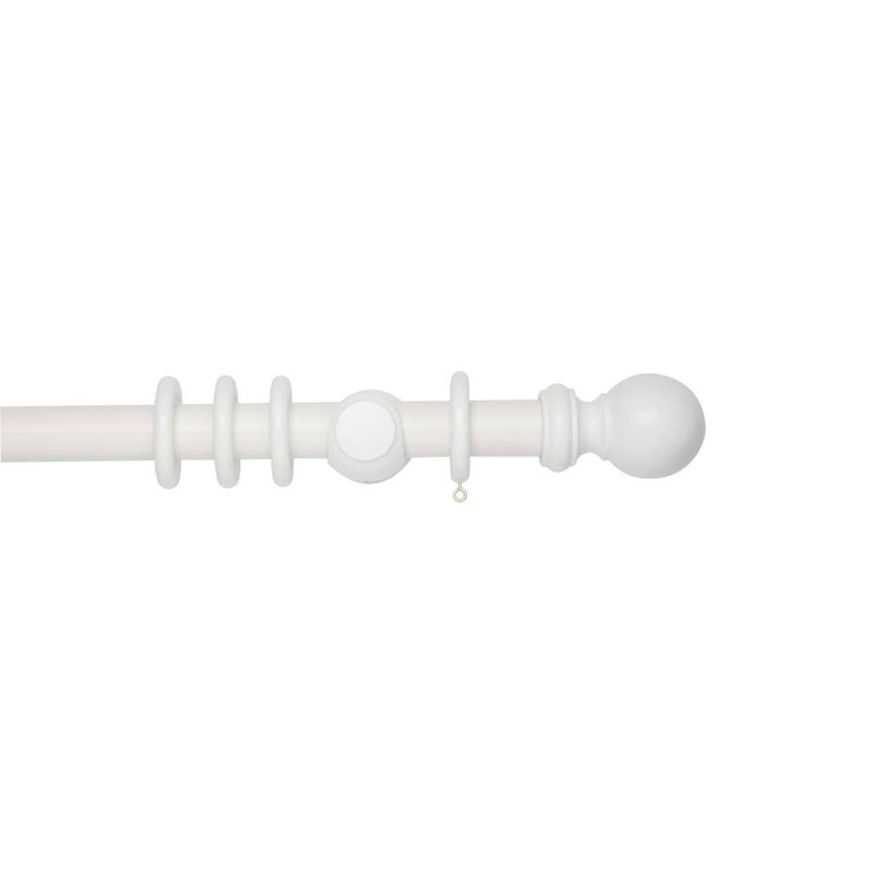 Curtain Pole and Hardware Set, White, 3.5 cm L x 240 cm W
