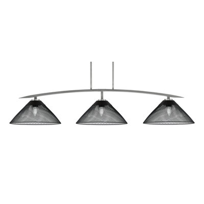 Barre d'éclairage à 3 lumières kurve au fini graphite avec abat-jour en métal cône noir mat 14 po
