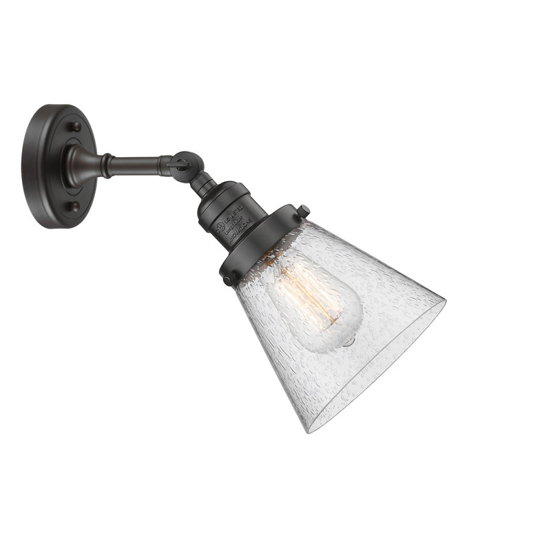 Cone 1 Light Sconce, 6 Watt Vinage LED Bulb, Seedy, Oil Rubbed Bronze