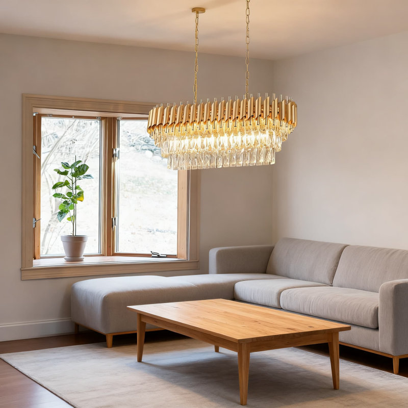 Luminaire suspendu moderne moderne à 8 lumières avec lustre K9 Crystals, Clair, Doré