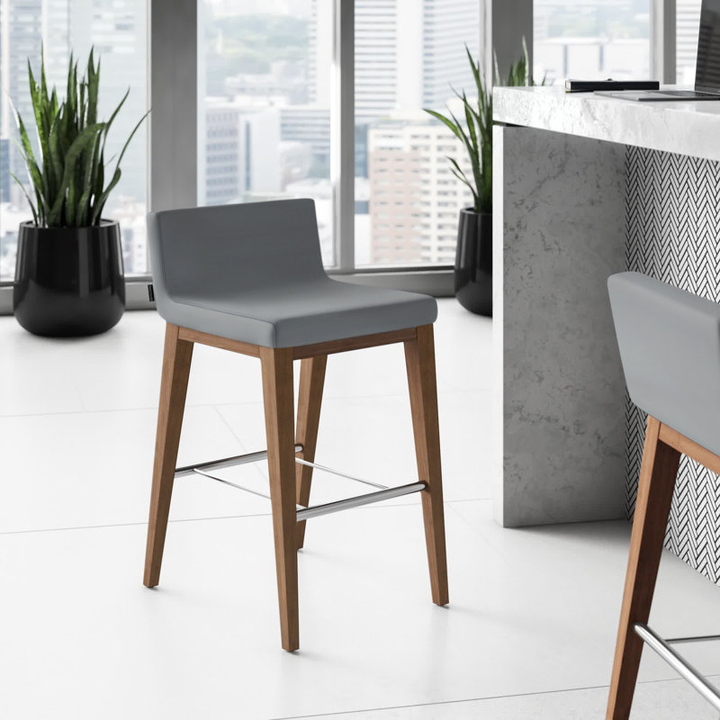 Tabouret de comptoir et de bar Gladwell, Laine argentée, Barre