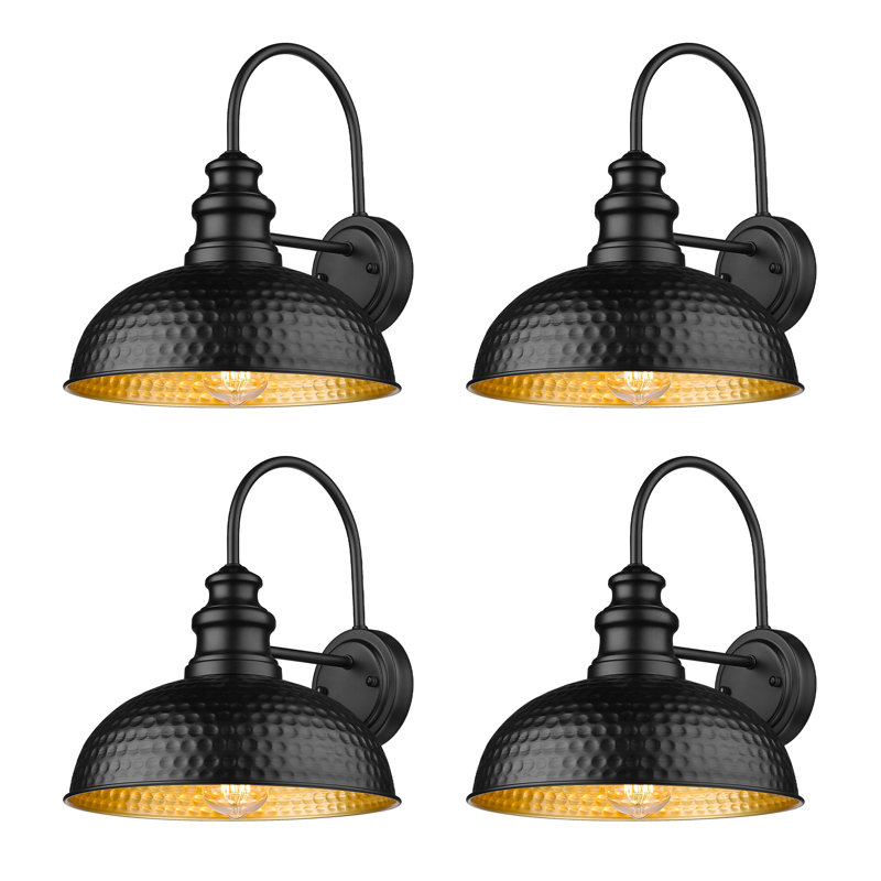 Outdoor Farmhouse Barn Lights, Rustic Outdoor Wall Sconce, Exterior Wall Lights, Front Door Mounted Lighting Fixture,Vintage Outside Lighting For Porch, Patio, Garage (Black, 4 Pack)