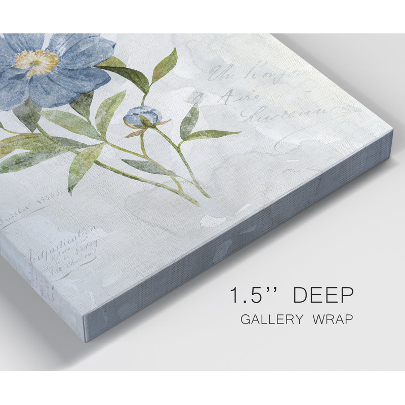 Blue Linen Peony - ensemble de 2 reproductions d'art, H 32 po x l 48 po, Toile tendue, Sans cadre