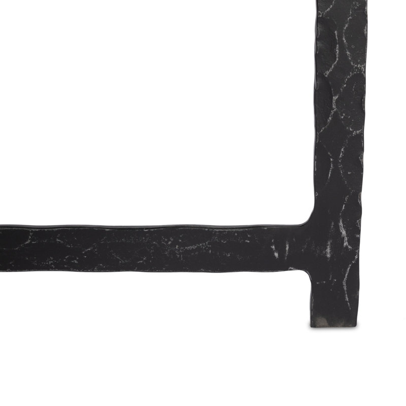 HAMMERED IRON Marble Coffee Table, Charcoal Marble Top/Black Base