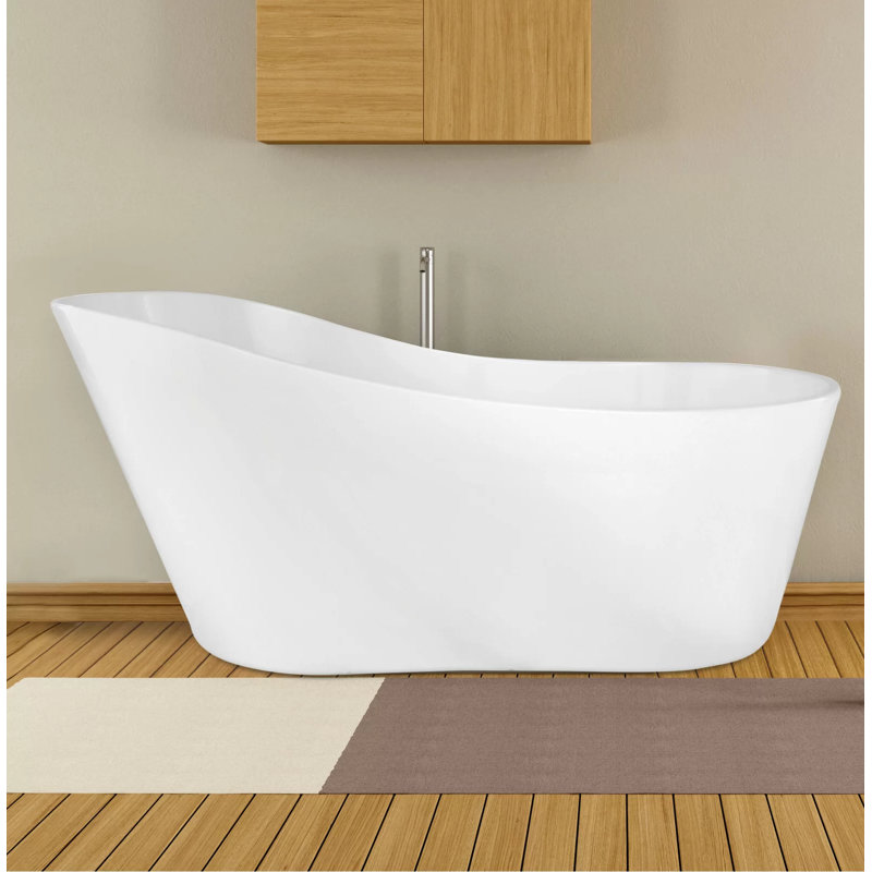Rodeo 61'' x 32'' Air Solid Surface Bathtub, Glossy White, Matte Black