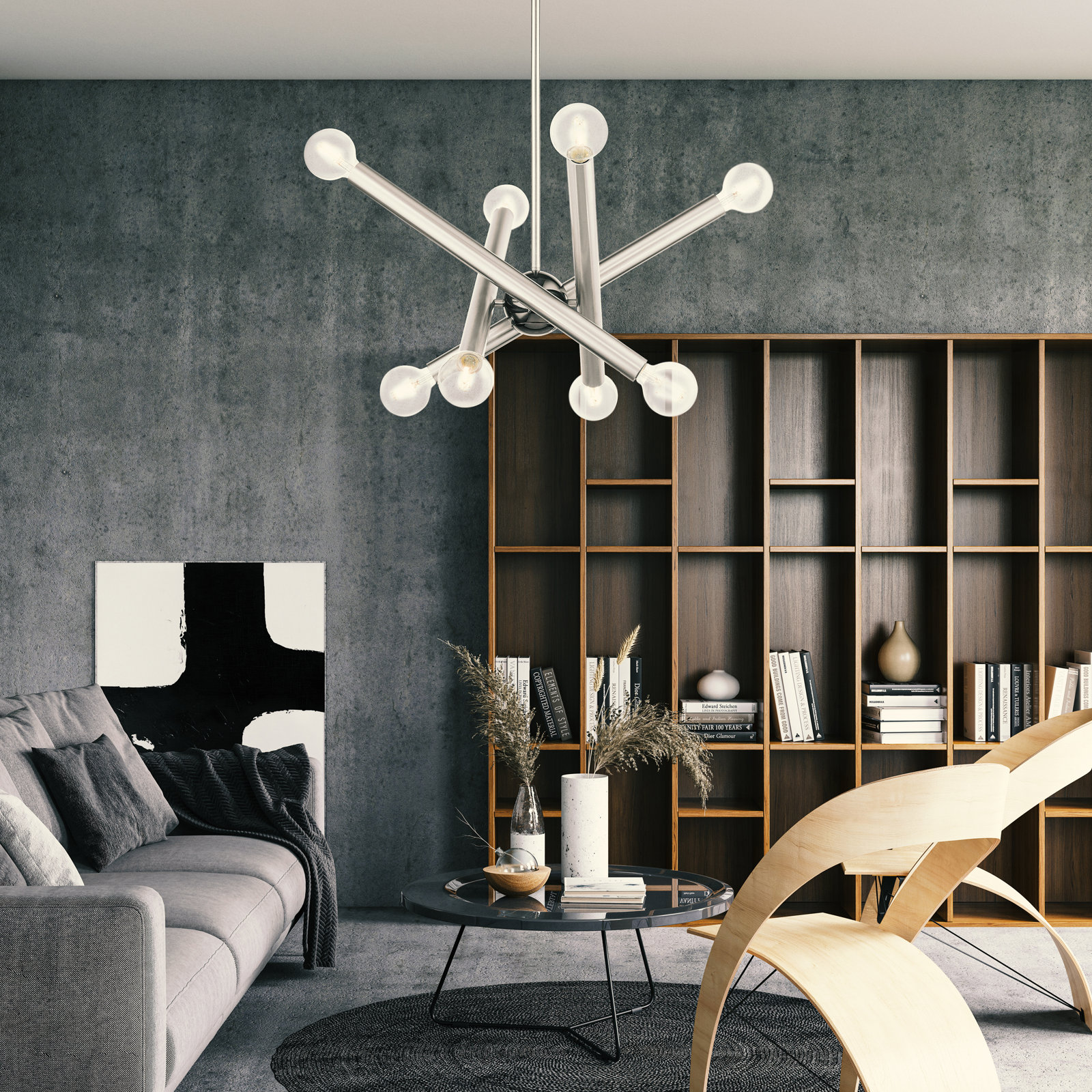 Ruven 8 - Light Chandelier, Brushed Nickel