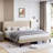 Bed Frame With Headboard, Upholstered Bed Frame With Wood Slats, Sturdy Support Feet, No Box Spring Needed-165975666-165975670