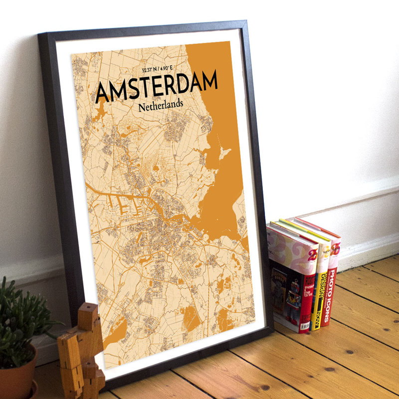 Amsterdam City Map - No Frame Print, 43.2cm H x 27.9cm W x 0.1cm D