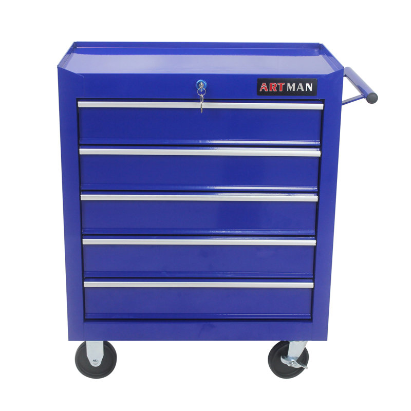 5 Drawer Tool Chest, Tool Storage Cabinet For Garage Storage With 4 Wheels And Locking System, BLUE, Blue