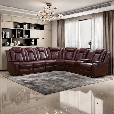 Red Breathing Leather 3-Piece Living Room Recliner Sofa Set