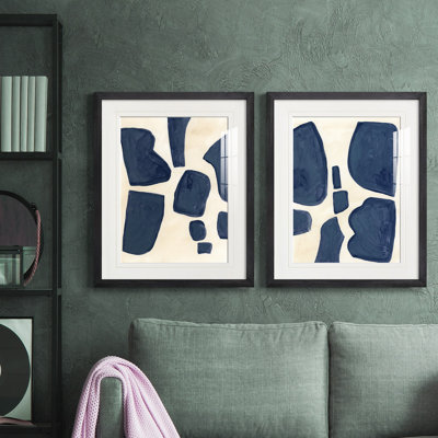 «Blue P pièces I», reproduction encadrée de qualité supérieure - prête à être accrochée