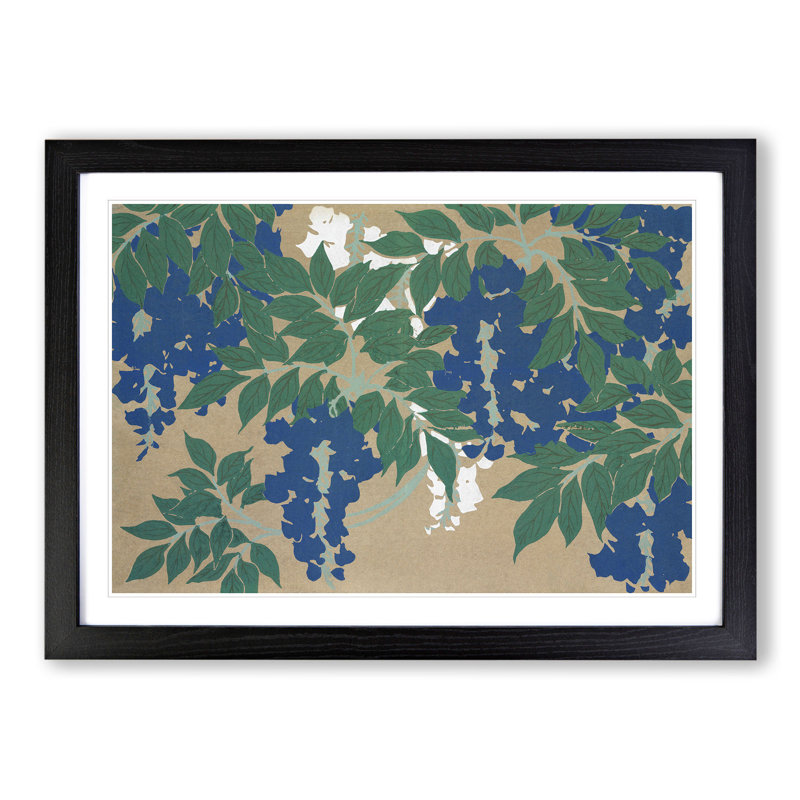 Wisteria by Kamisaka Sekka - Picture Frame Painting, 36cm H x 48cm W x 2cm D, Black Framed
