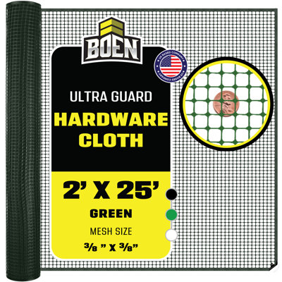 Boen Green Plastic Mesh Hardware Netting 2 ft x 25, Tree Guard Barrier from Rabbits, Deer and Rodents, Deck Guard, Indoor or Outdoor Balcony Safety Net for pet or Child