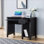 Desks 39"W Compact Home Office Desk with Keyboard Drawer &amp; Storage Drawer, Wooden Knob | Espresso | Particle Board+MDF