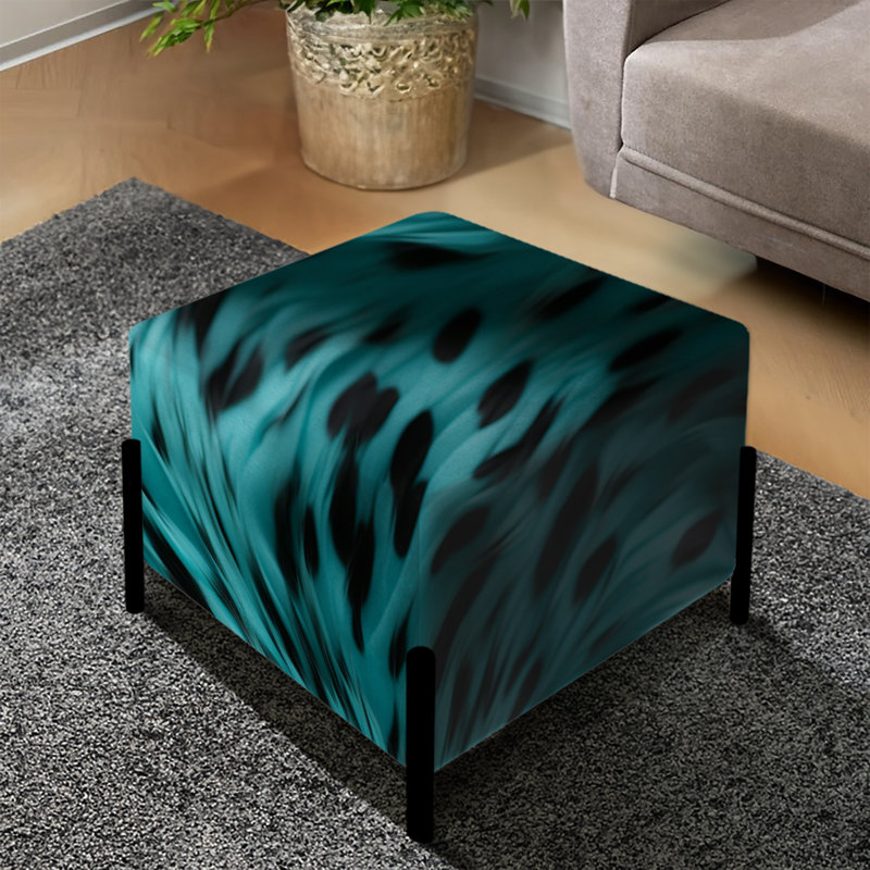 Turquoise et noir - repose-pieds carré abstrait