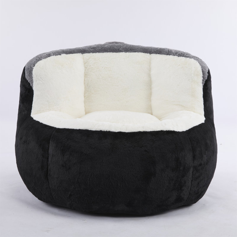 Oversized Bean Bag Chairs, Black/White Faux Fur