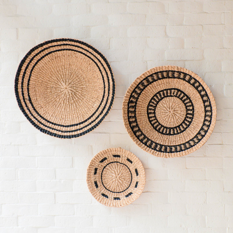 Large Black Round Wall Baskets 18"