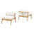 La Fiora Outdoor Patio Teak Finished Iron Club Chair, Off White Cushion, Set Of 2