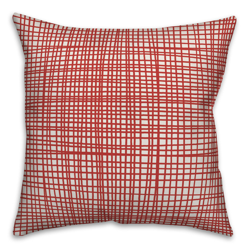 Geometric Throw Pillow, 16" x 16", Red Plaid