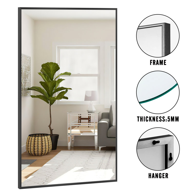 Miroir de salle de bain mural Talma, H 59 po x l 36 po, Noir