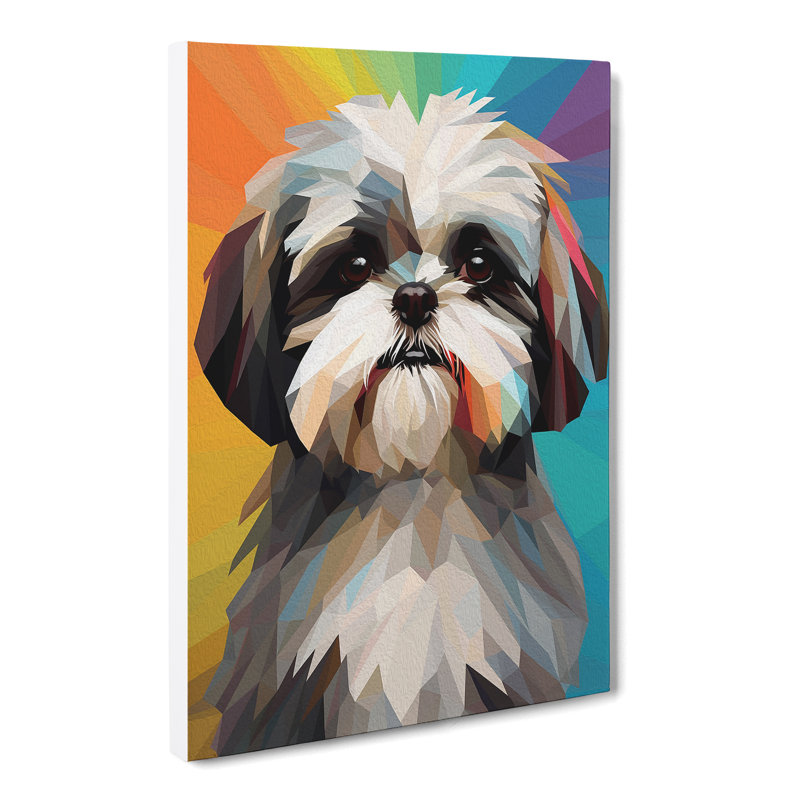 Shih Tzu Geometric No.2 - Wrapped Canvas, 76cm H x 50cm W x 3cm D